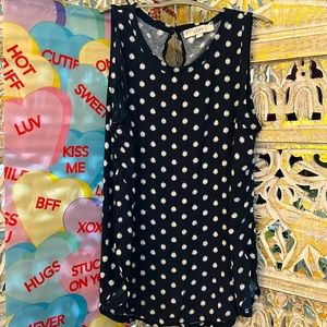 ANN TAYLOR size M polkadot navy blue & white sleeveless top